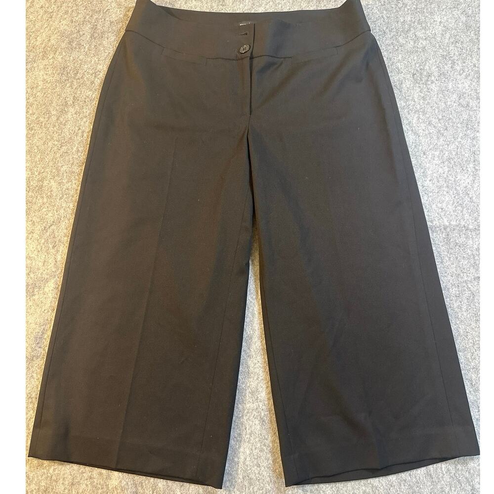 White House Black Market Soft Drape Wide Leg Culots Womens Black Pants Size 4